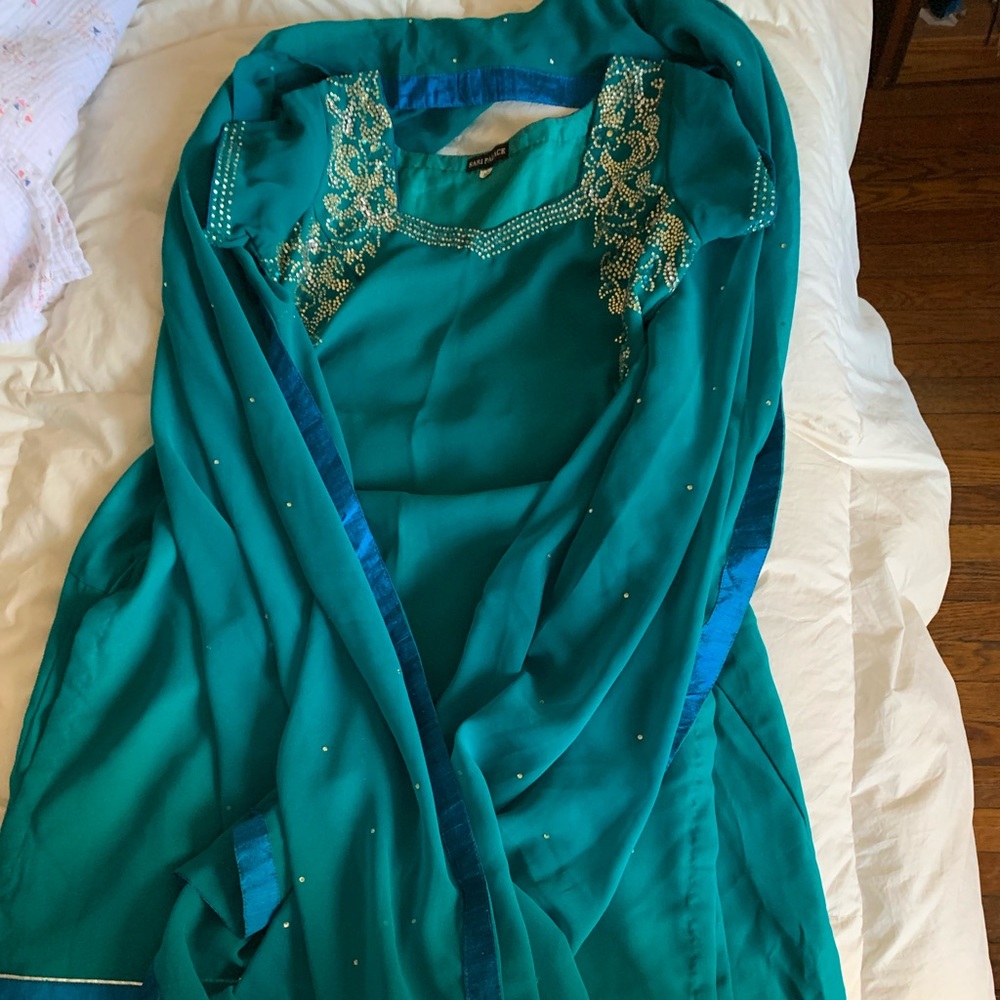 Exquisite green formal Indian outfit